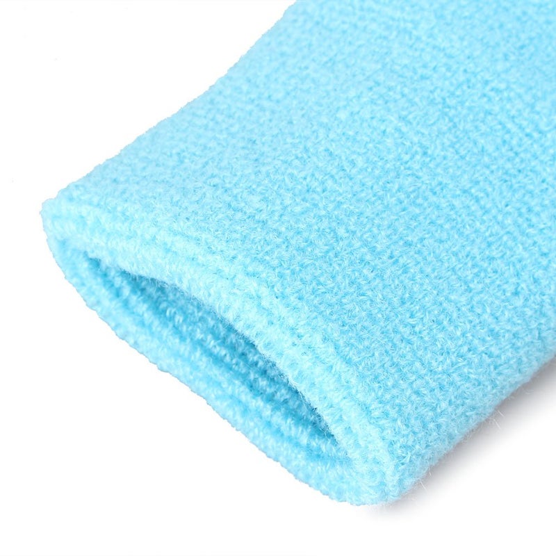 Mallofusa 10 Pack Colorful Sports Basketball Football Absorbent Wristband Party Outdoor Activity (Light Blue) - Image 4